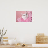 Katze mit Federbohne Poster (Küche)