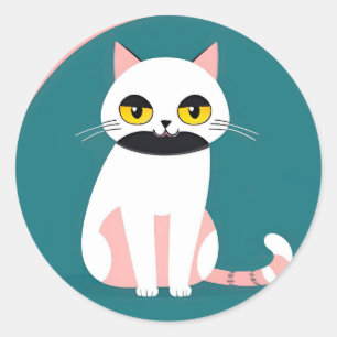 Katze mit fetten Farben und einem fröhlichen Ausdr Runder Aufkleber