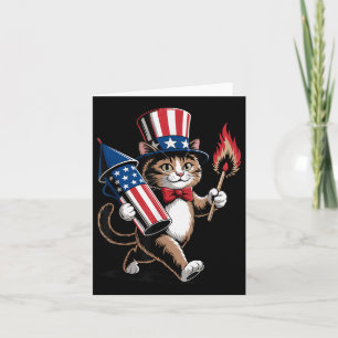 Katze mit Feuerwerken 4. Juli Kleinkind Kinder una Karte