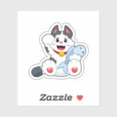 Katze mit Fisch Aufkleber (Blatt)