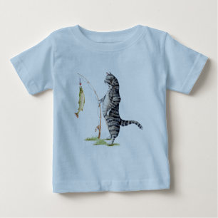 Katze mit Fisch Baby T-shirt