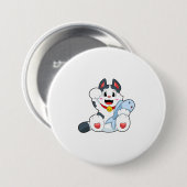 Katze mit Fisch Button (Vorne & Hinten)