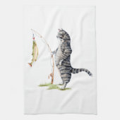 Katze mit Fisch Geschirrtuch (Vertikal)