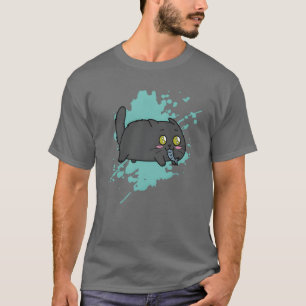 Katze mit Fisch im Maul im Kawaii-Stil Tier vint T-Shirt