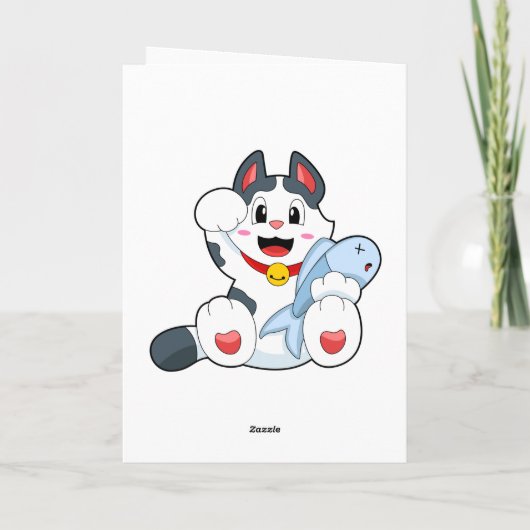 Katze mit Fisch Karte (Rückseite)