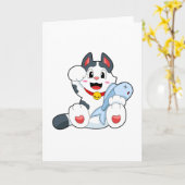 Katze mit Fisch Karte (Gelbe Blume)