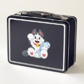 Katze mit Fisch Metall Brotdose (Rückseite)