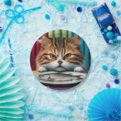Katze mit Fisch Pappteller (Party)