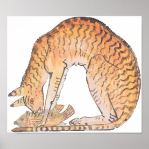 Katze mit Fisch Poster