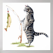 Katze mit Fisch Poster (Vorne)