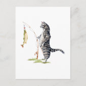 Katze mit Fisch Postkarte (Vorderseite)