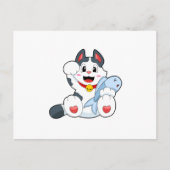 Katze mit Fisch Postkarte (Vorderseite)