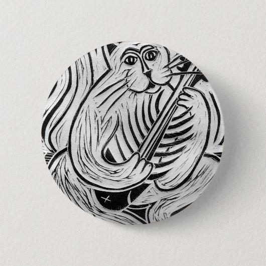 Katze mit Fischgitarre Button (Vorderseite)