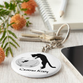 Katze mit Fish Bowl Schlüsselanhänger (Seite)