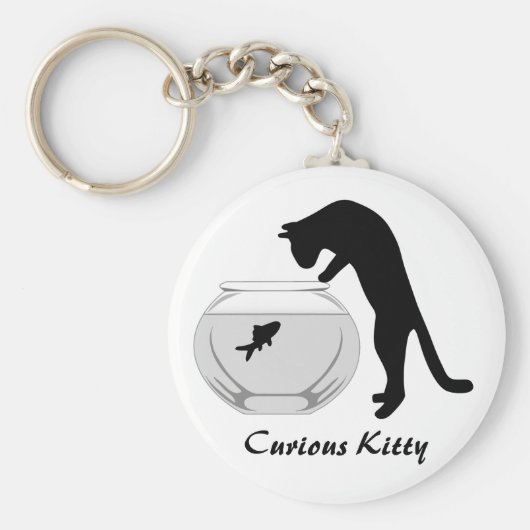 Katze mit Fish Bowl Schlüsselanhänger (Vorne)