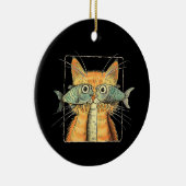 Katze mit Fisheyes Kitten Funny Cat Parody Keramik Ornament (Rechts)