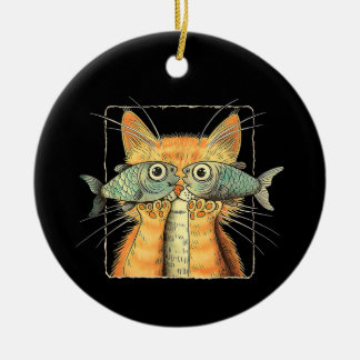 Katze mit Fisheyes Kitten Funny Cat Parody Keramik Ornament