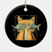 Katze mit Fisheyes Kitten Funny Cat Parody Keramik Ornament (Hinten)