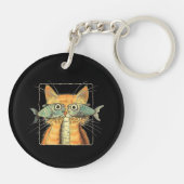 Katze mit Fisheyes Kitten Funny Cat Parody Schlüsselanhänger (Rückseite)