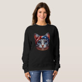 Katze mit Flag Sweat Band Workout Cat Sweatshirt (Vorne ganz)