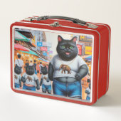 Katze mit Freunden in Thailand Metall Brotdose (Vorderseite)