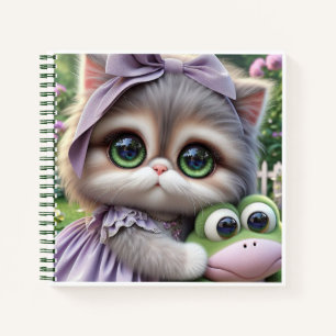 Katze mit Frosch, von Natasha Us   Notizblock
