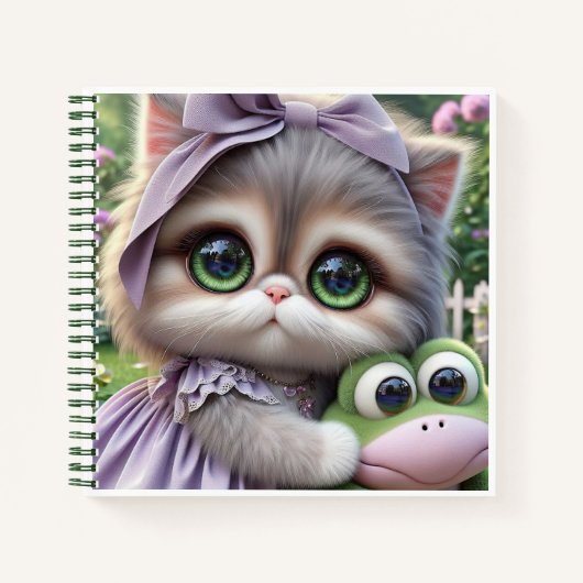 Katze mit Frosch, von Natasha Us Notizblock (Vorderseite)