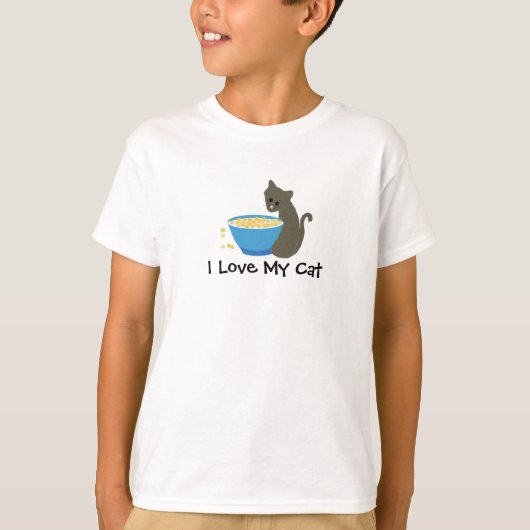Katze mit Futternapf T-Shirt (Vorderseite)