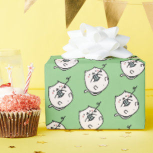 Katze mit Garngeschenkpapier zum Stricken Geschenkpapier