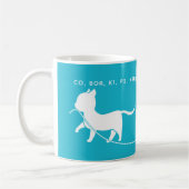 Katze mit Garnnamen Vorlage Aqua Blue Kaffeetasse (Links)