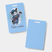 Katze mit Geige-T - Shirt Ausweis (Vorder- & Rückseite)