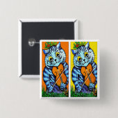 Katze mit Geige von Louis Wain Button (Vorne & Hinten)