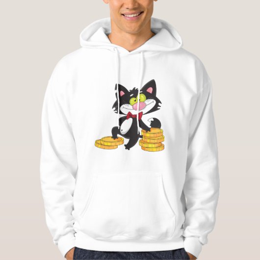 Katze mit Geld Mens Hoodie (Vorderseite)