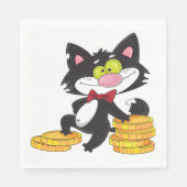 Katze mit Geldpapier Napkins Serviette (Vorderseite)
