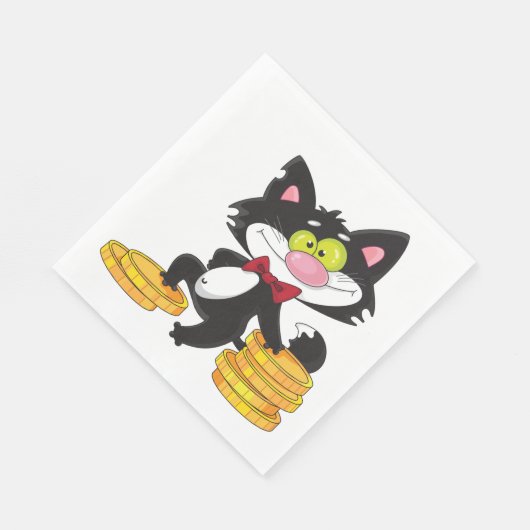 Katze mit Geldpapier Napkins Serviette (Ecke)