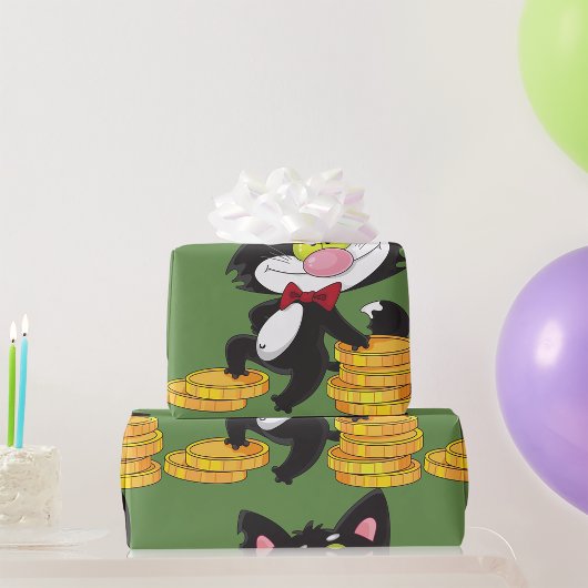 Katze mit Geldumschlagpapier Geschenkpapier