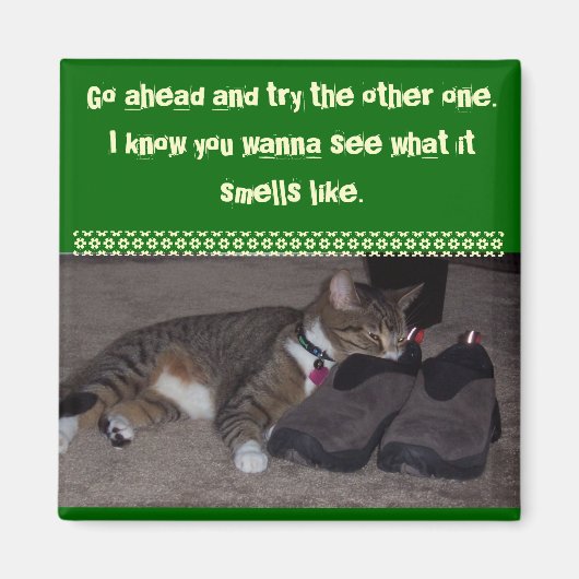 Katze mit Gesicht in Schuh Magnet (Vorne)