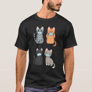Katze mit Gesichtsmasken Orange Schwarz Grau Lusti T-Shirt