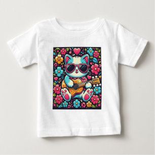 Katze mit Gitarre Baby T-shirt