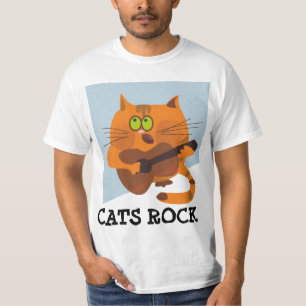 Katze mit Gitarre, CATS ROCK Funny T - Shirt