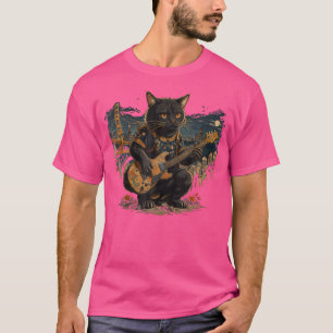 Katze mit Gitarre Golden Gate Bridge - Gitarre T-Shirt