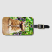 Katze mit Glas Wein Gepäckanhänger (Vorderseite (Horizontal))