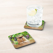 Katze mit Glas Wein Getränkeuntersetzer (Rechte Seite)