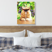 Katze mit Glas Wein Leinwanddruck (Insitu (Schlafzimmer))