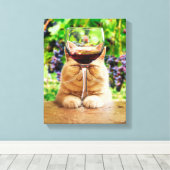 Katze mit Glas Wein Leinwanddruck (Insitu (Holzboden))