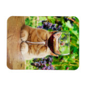 Katze mit Glas Wein Magnet (Horizontal)