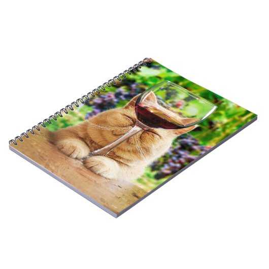 Katze mit Glas Wein Notizblock (Linke Seite)