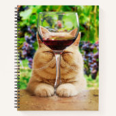 Katze mit Glas Wein Notizblock (Vorderseite)
