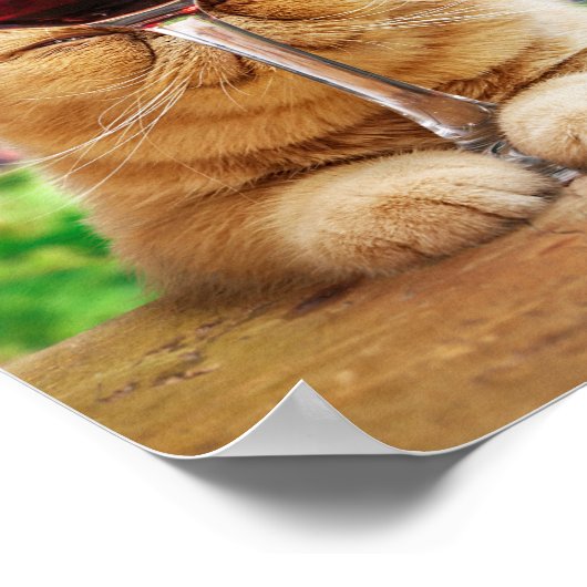 Katze mit Glas Wein Poster (Ecke)