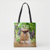 Katze mit Glas Wein Tasche (Vorderseite)